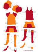 Cheerleader Paper Doll Uniforms in Orange