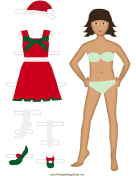Christmas Paper Doll in Red