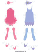 Pink/Blue Fairy Paper Doll Outfits