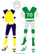 Green Football Player Paper Doll Outfits