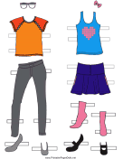 Girl Paper Doll Outfits with Heart Tanktop