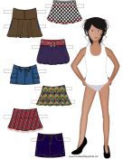 Paper Doll with Assorted Skirts