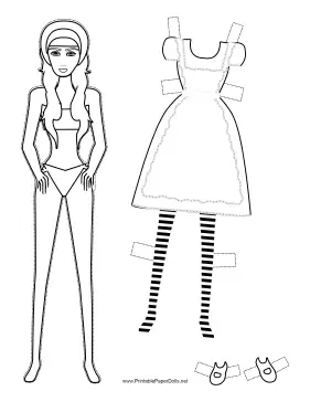Alice in Wonderland Paper Doll to Color paper doll