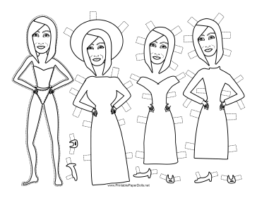 Babs Celebrity Paper Doll to Color paper doll