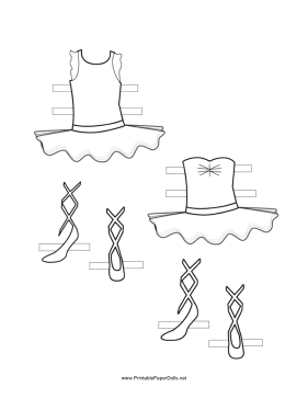 Ballerina Paper Doll Outfits to Color paper doll