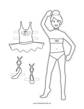 Ballerina Paper Doll with Bow to Color paper doll