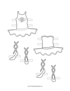 Ballerina Paper Doll Outfits with Rose to Color paper doll