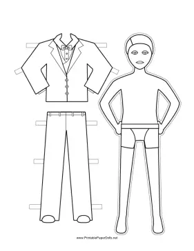 Best Man Paper Doll to Color paper doll