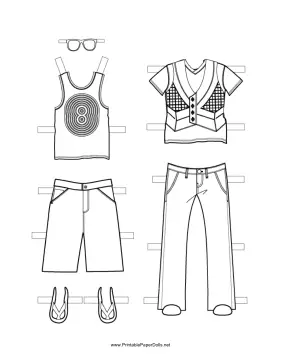 Boy Paper Doll More Outfits to Color paper doll