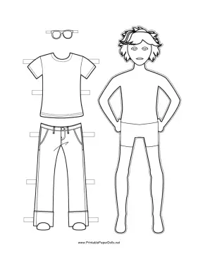 Boy Paper Doll to Color paper doll