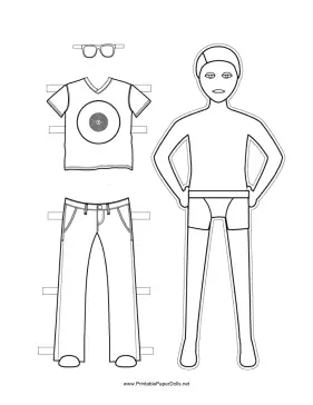 Boy Paper Doll to Color paper doll