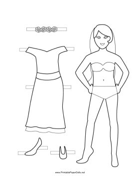 Bridesmaid Paper Doll to Color paper doll