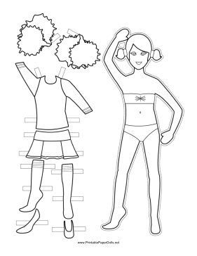 Cheerleader Paper Doll to Color paper doll