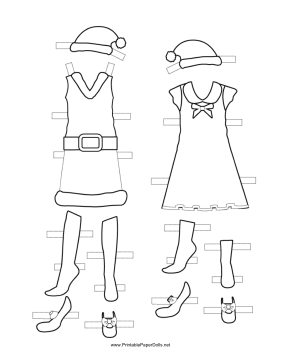 Christmas Paper Doll Dresses to Color paper doll