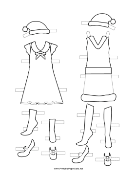 Christmas Paper Doll Outfits to Color paper doll