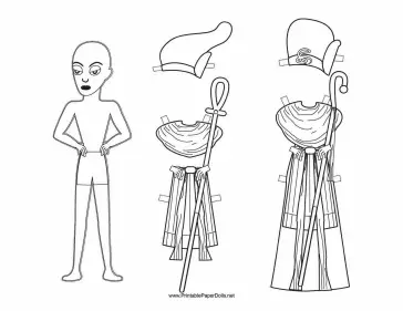 Egyptian Pharaoh Paper Doll to Color paper doll