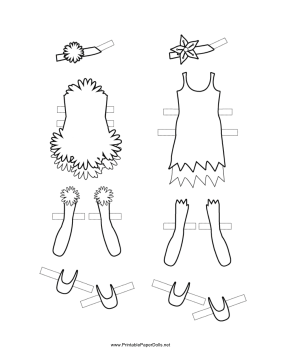 Fairy Paper Doll Outfits with Flowers to Color paper doll