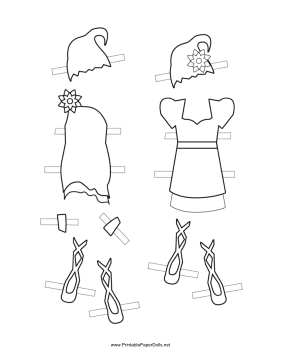 Fairy Paper Doll Outfits with Hats to Color paper doll