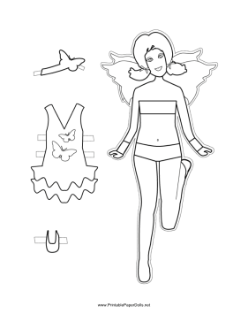 Fairy Paper Doll with Butterfly to Color paper doll