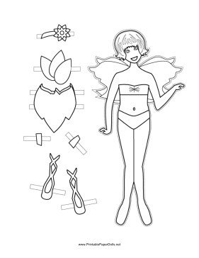Fairy Paper Doll with Flower to Color paper doll