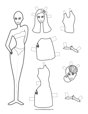Fashion Paper Doll with Bow to Color paper doll