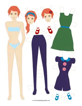 Fashion Paper Doll with Flower paper doll