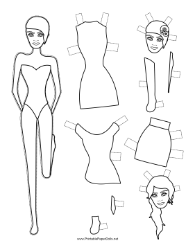 Fashion Paper Doll with Headpiece to Color paper doll