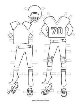 Female Football Player Paper Doll Uniforms to Color paper doll