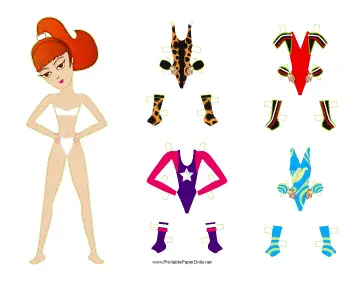 Female Gymnast with Star Paper Doll paper doll