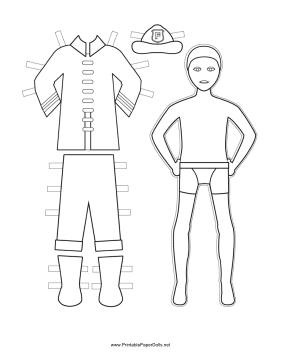 Fireman Paper Doll to Color paper doll