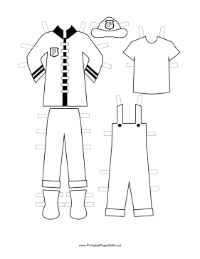 Firewoman Paper Doll Uniforms to Color paper doll