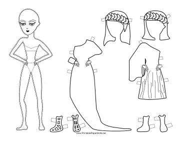 Greek Lady with Laurel Paper Doll to Color paper doll