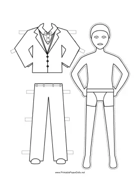 Groom Paper Doll to Color paper doll