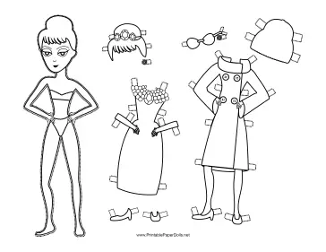 Holly Celebrity Paper Doll to Color paper doll