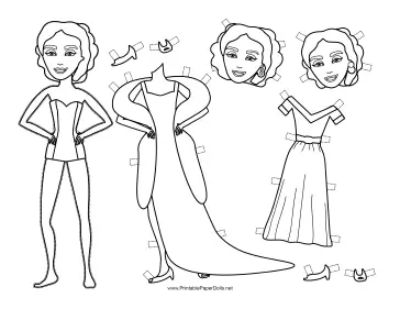 Liz Celebrity Paper Doll to Color paper doll