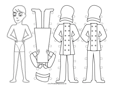Male Chef Paper Doll to Color paper doll