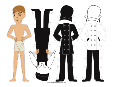 Male Chef with Apron Paper Doll paper doll