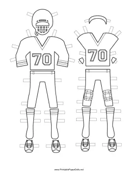 Male Football Player Paper Doll Uniforms to Color paper doll