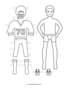 Male Football Player Paper Doll to Color paper doll