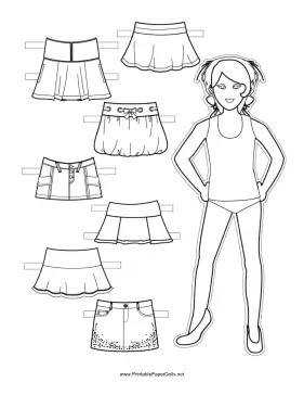 Paper Doll Skirts to Color paper doll