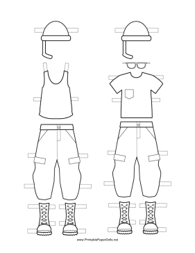 Paper Doll Uniforms to Color paper doll