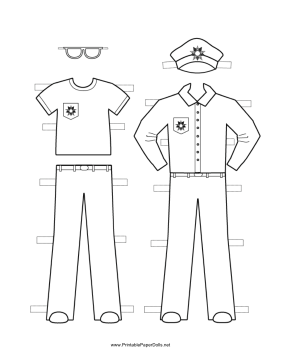 Policeman Paper Doll Outfits to Color paper doll