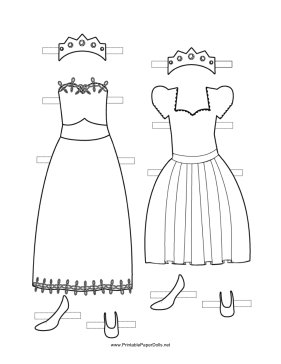 Princess Paper Doll Dresses to Color paper doll