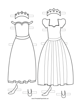 Princess Paper Doll Outfits to Color paper doll