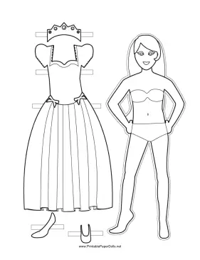 Princess Paper Doll to Color paper doll