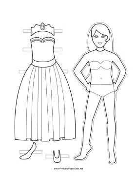 Princess Sleeveless Paper Doll to Color paper doll