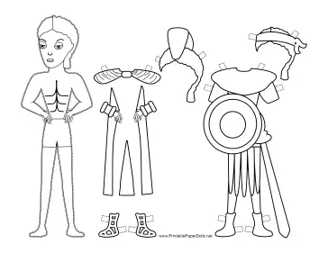 Roman Soldier Paper Doll to Color paper doll