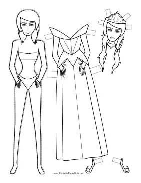 Sleeping Beauty Paper Doll to Color paper doll