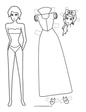 Snow White Paper Doll to Color paper doll