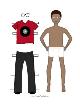 Boy Paper Doll with Red Shirt paper doll